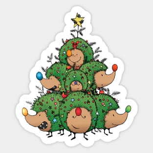 Hedgehogs Christmas tree Sticker